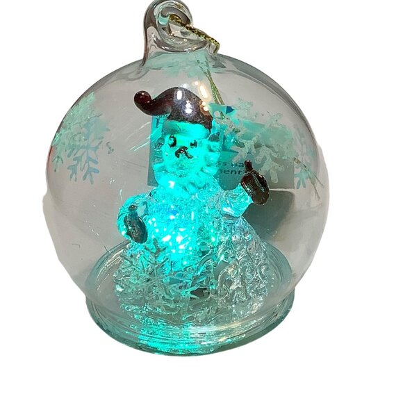 Simply Holiday LED Glass Ball Ornament Santa Snowman Multicolor NWT Snowflake 3" - Picture 9 of 11